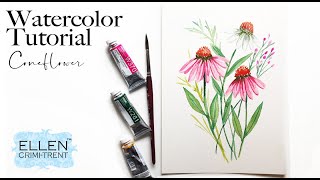 Easy Watercolor Flower Tutorial Coneflower/ Echinacea / Floral Friday
