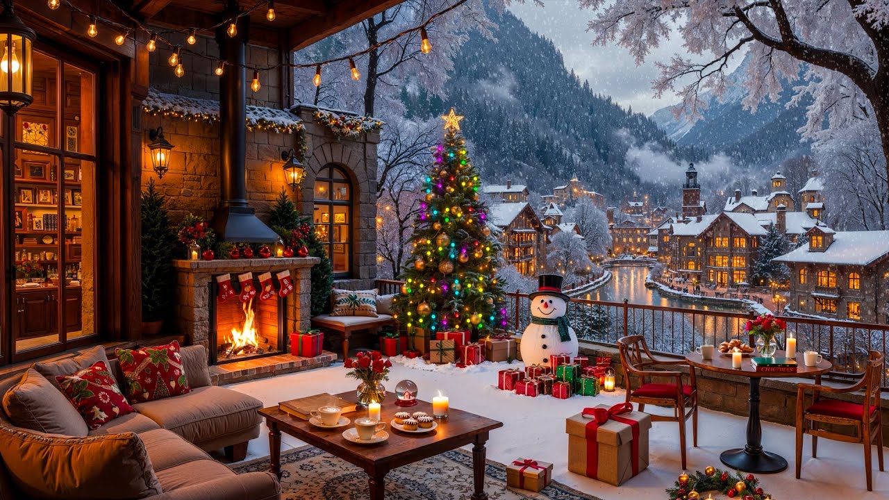 Warm Jazz Music & Christmas Coffee Shop Ambience 🎄 Christmas Jazz Instrumental Music for Relaxing