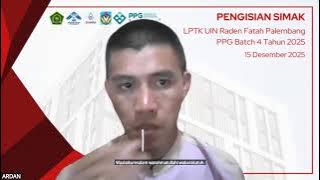 Pengisian SIMAK LPTK UIN Raden Fatah Palembang PPG Batch 4 Tahun 2025