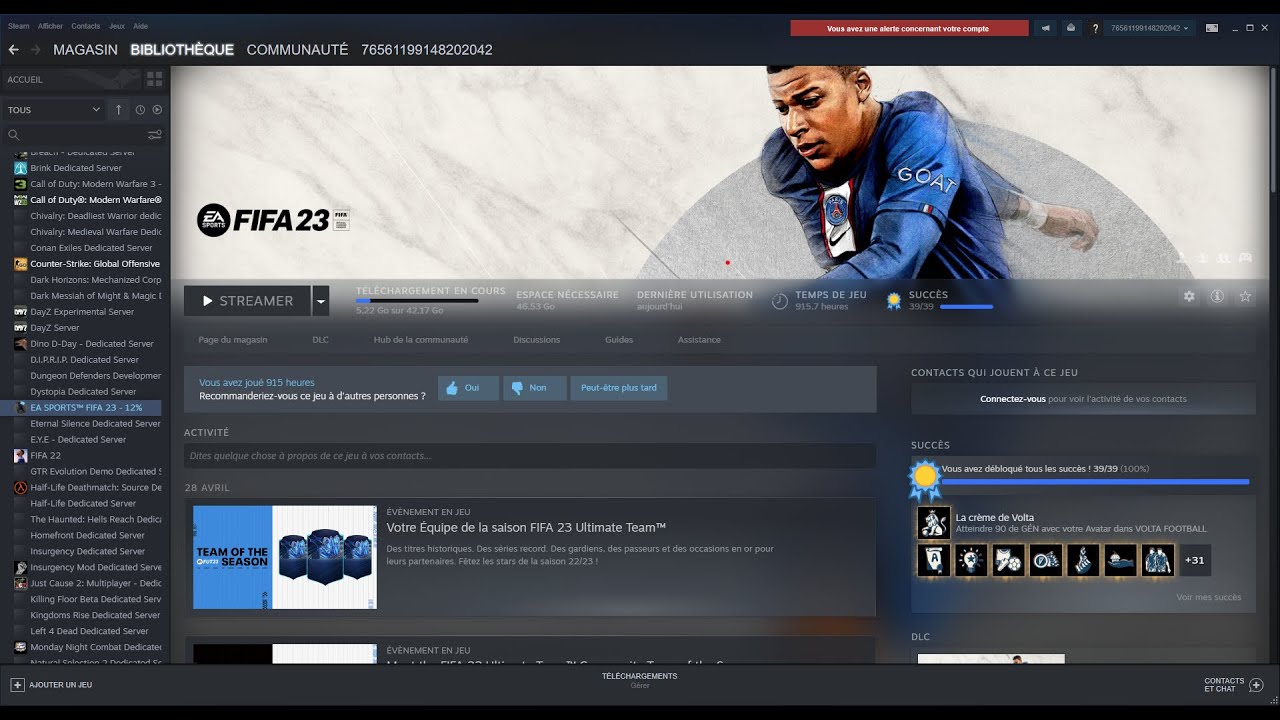 Free steam account with Fifa 23 