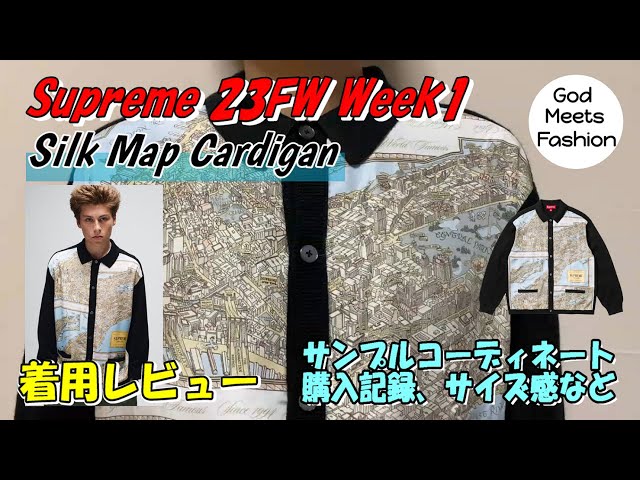 Supreme Silk Map Cardigan Black L