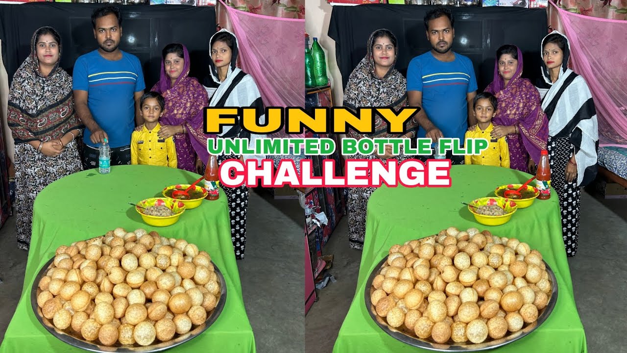Fuchka Unlimited Bottle Flip Challenge With My Family🤤🤤 #challenge #viral #tiktok #trending #funny