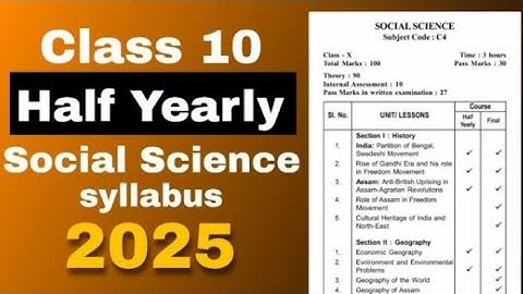 Class 10 half yearly syllabus 2025 Social science SEBA ASSEB board