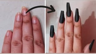 How to make fake black nails at home from paper | simple nail art at home | diy fake nails |