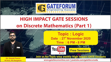 High Impact GATE Sessions on Discrete Mathematics I Logic I Part 1