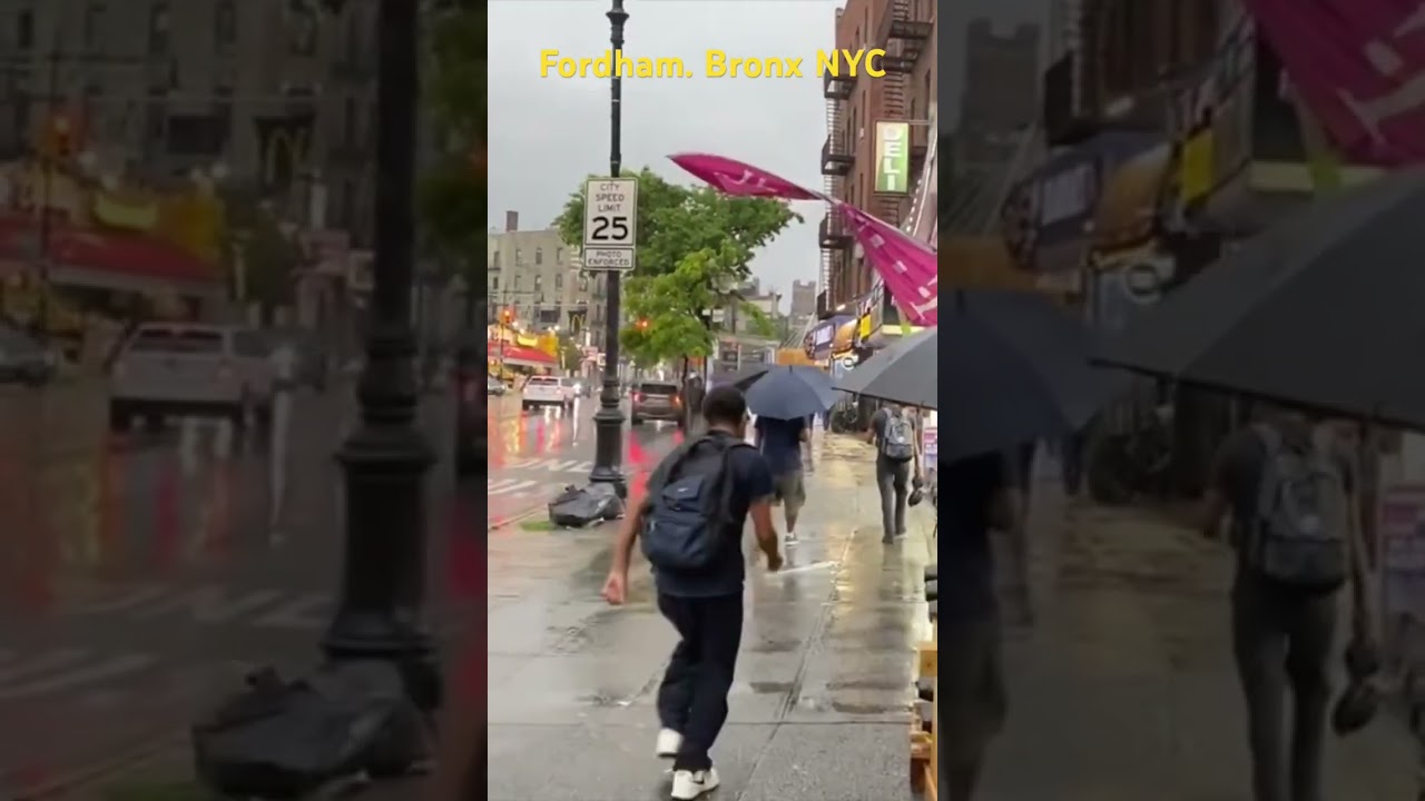 Fordham Road Bronx NY. Rainstorm.