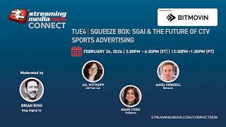TUE4. Squeeze Box: SGAI & the Future of CTV Sports Advertising
Traditional ad breaks are a drag on premium sports streaming experiences for engaged fans, especially in sports that don’t lend themselves to frequent interruption. This session explores how SGAI and the innovative squeezeback ad formats it enables are reshaping live sports advertising by unlocking new revenue opportunities, enhancing audience targeting, and squeezing more value from every high-stakes impression.
Moderator:
Brian Ring, Principal Analyst, Ring Digital llc
Speakers:
Jill Wittkopp, VP Product, IAB Tech Lab
Adair Lyden, Associate Product Manager, Ads, FloSports
James Varndell, Senior Director of Product Management`, Bitmovin TUE4. Squeeze Box: SGAI & the Future of CTV Sports Advertising