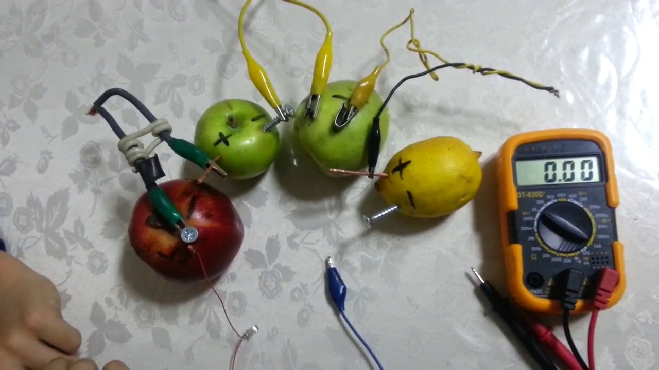 Фруктовые батарейки. Батарейка из овощей и фруктов. Батарейка из фруктов. Электричество из овощей и фруктов. Фрукты и электричество.