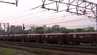 JR貨物  広島更新色EF64-1049 赤ホキ牽引 (8784レ)  熱田駅にて