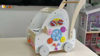 Okeykids Wooden Push Walker Come with Multiple Activities for Kids