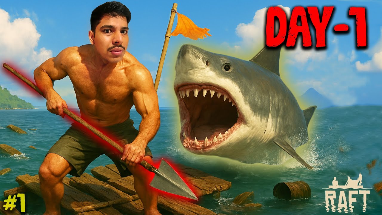 Shark From Raft SHARK ATTACK on DAY 1! 🦈 | Raft #1 - YouTube