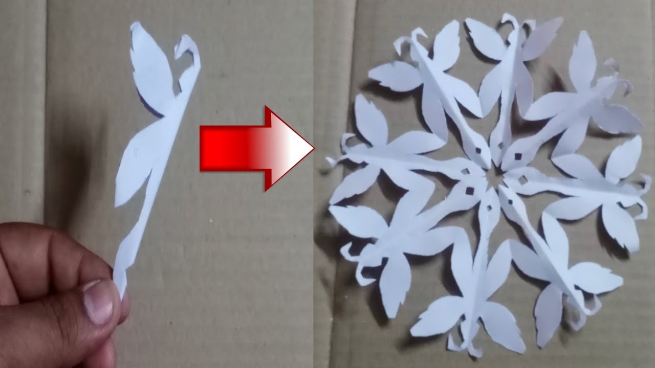 HOW TO MAKE PAPER SNOWFLAKE BUTTERFLY DESIGN || PAPER CUTTING CRAFT ...