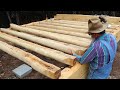 Installing the Floor Joist - Dovetail Log Cabin Build (Ep 17)