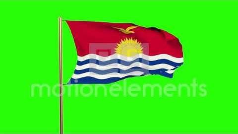 Kiribati Flag Waving In The Wind. Green Screen, Alpha Matte. Loopable Animation Stock Animation