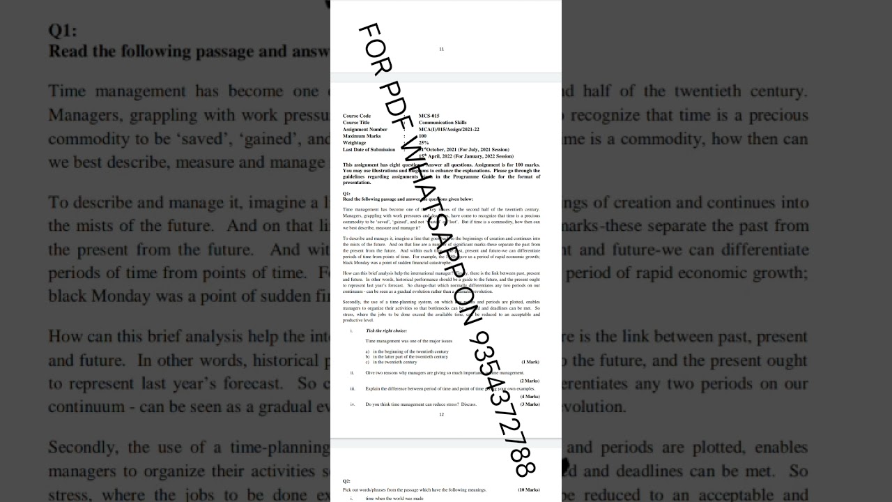 MCS 15 ENGLISH MEDIUM SOLVED ASSIGNMENT 2021-22 | FOR PDF WHATSAPP ON 9354372788