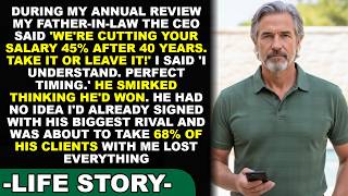 Father-In-Law CEO Slashed My Salary 45% After 40 Years, But I'd Already Signed With His Biggest Ri..