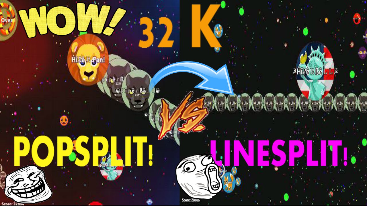 POPSPLIT, LINESPLIT Y 32 K DE SCORE|agar.io|