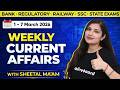 1 -7 March 2026 | Weekly Current Affairs 2026 | MCQs for All Exams | By Sheetal Maam Oliveboard