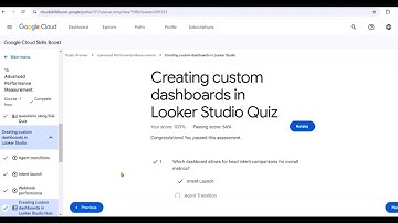 Creating custom dashboards in Looker Studio Quiz answer ||  #quiz #googlecloud