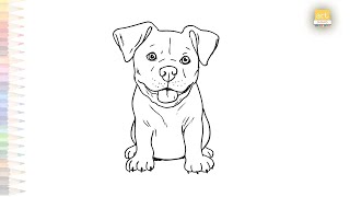 Staffordshire Bull Terrier puppy drawing | Puppy drawing tutorials |Draw Staffordshire Bull Terrier