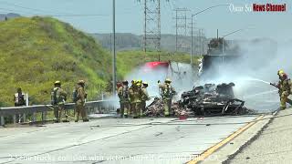 2 Semi trucks collision with victim burned-Granada Hills, CA