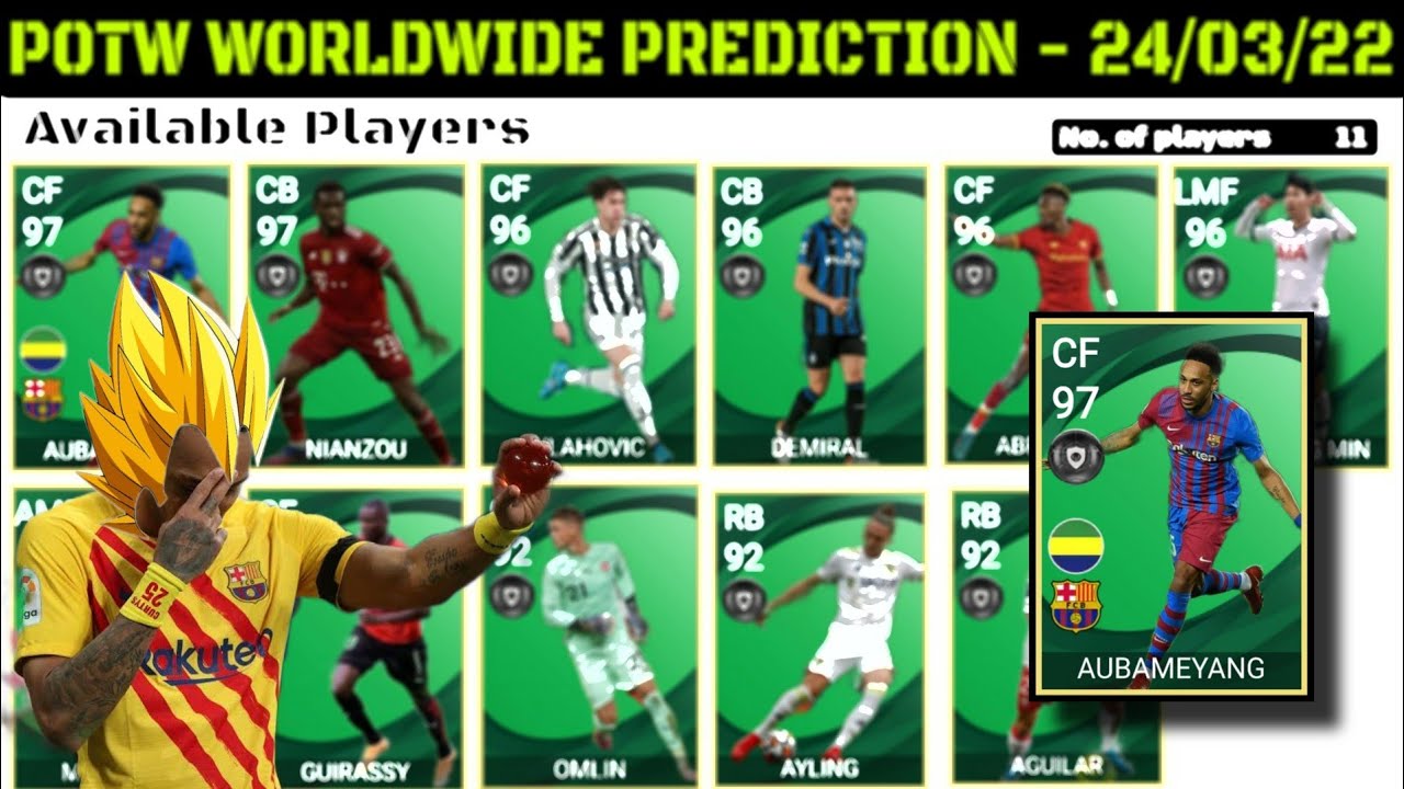 Leaked Thursday New Potw 24 '22 March Worldwide Featured Players In Pes 2021 Mobile | Max Ratings