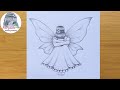 A sad fairy sitting alone || Pencil sketches for beginners || How to draw Fairy || peri çizimi