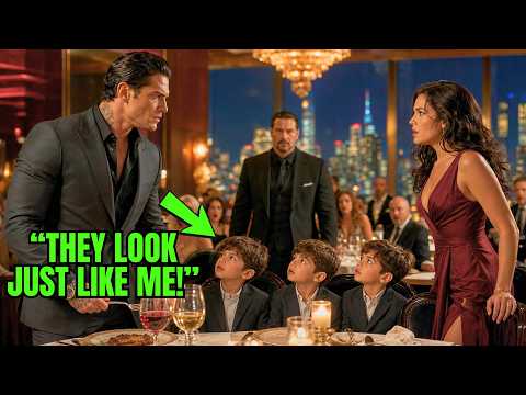 THE CEO MAFIA BOSS WAS DINING ALONE… UNTIL HE SAW HIS EX WITH THREE IDENTICAL CHILDREN!