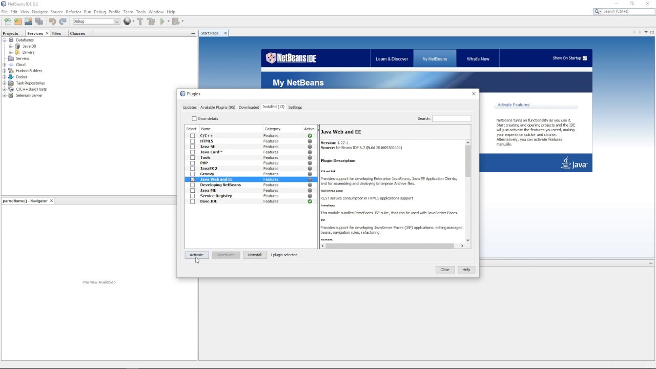Netbeans Activate Features Error - YouTube