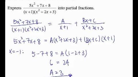 5. Partial Fractions - Example 3 (partial fractions with non-factorizable quadratic factor)