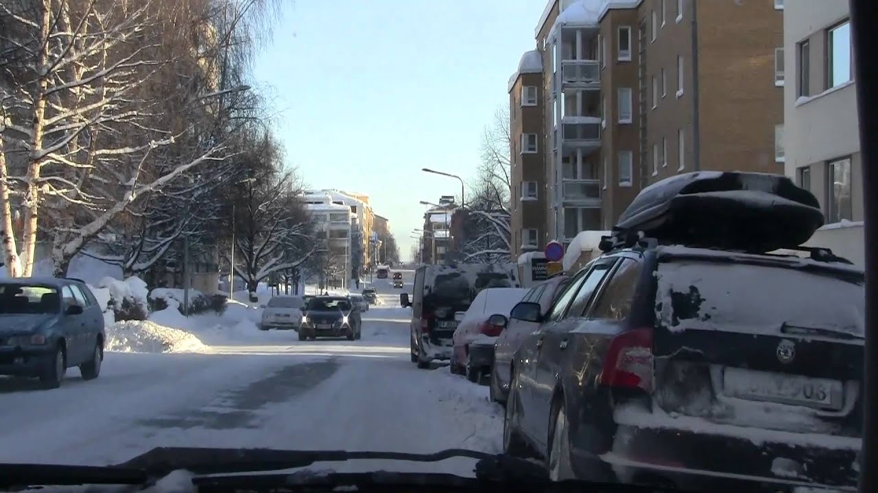 Driving in the center of Kuopio, Finland