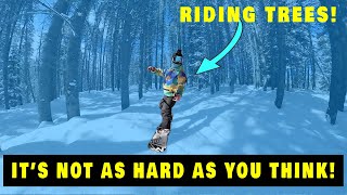 How to turn your snowboard in the trees