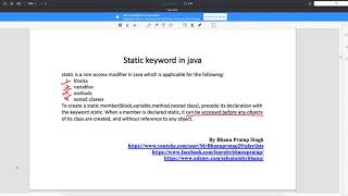 Static Keyword in Java Video-26