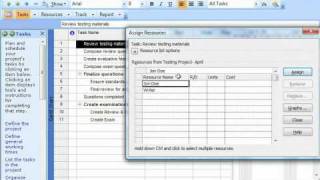 Project Tutorial Assigning Work Resources to Tasks Microsoft Training Lesson 5.1