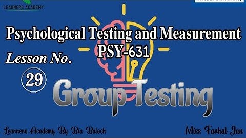 Psychological Testing and Measurement (PSY-631)VU Urdu | Lecture No. 29 | Learners Academy By Bia Ba