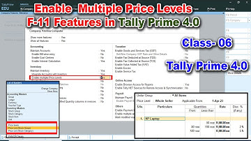 Enable multi price levels in tally prime 4.0 | Tally Prime | Multiple price level in tally prime 4.0
