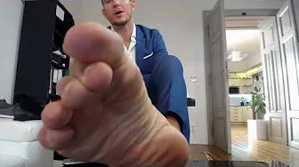 Bare feet in your face .. worship it fag