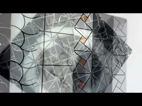 Плитка мозаїка ПЕТ самоклеюча Чорний мармур геометрія прожилки 300х300х4мм панель стінова декор ПВХ, видео 2