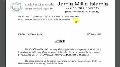 Jamia Online Application form 2022 | Jamia Millia Islamia Entrance Exam 2022 | JMI Admission 2022