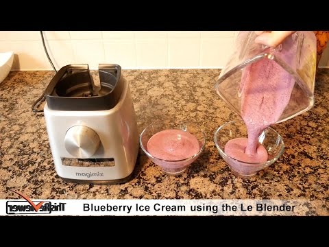 Making blueberry ice cream using a blender