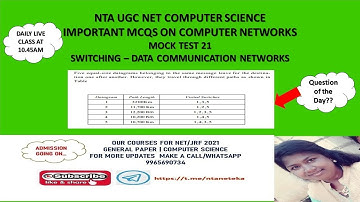(Mock Test 21) NTA UGC NET Computer Science |  Networks MCQs | Switching | TNSET 2021