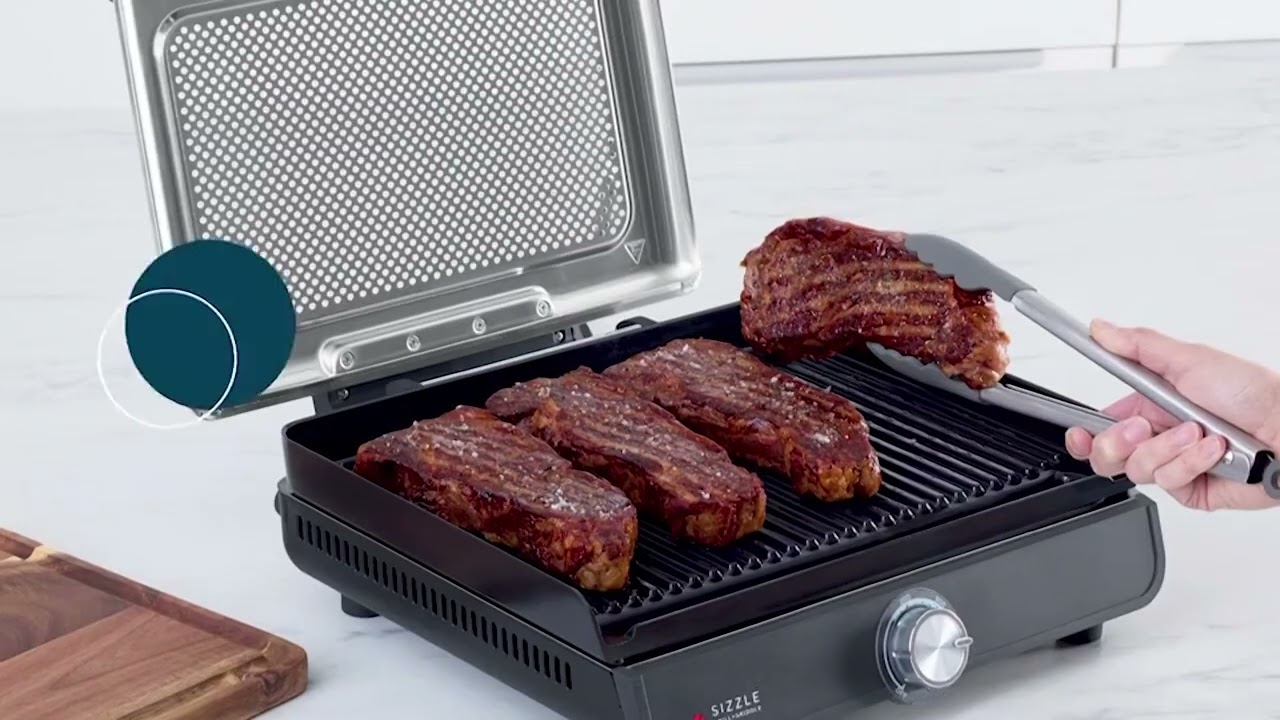 Ninja Sizzle Smokeless Indoor Grill and Griddle with Recipes