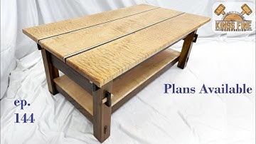 Coffee Table from Quilted Maple and Walnut with Through - Mortise and Tenon and Tusk Tenon Joinery