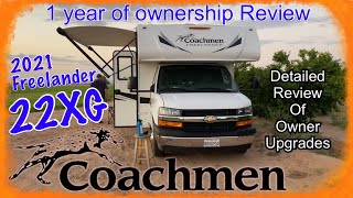 New RV Owner 1 year review  Coachmen Freelander 22XG