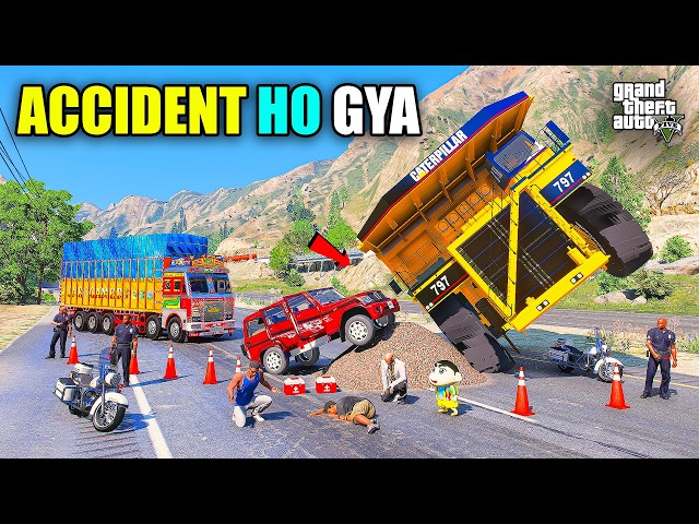 Franklin & Shinchan Ka Dumper Truck Ka Accident Hua Mahendra Bolero Car Ke Sath GTA 5