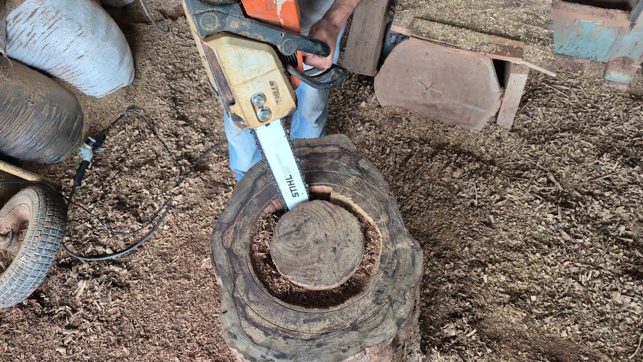 Como fazer pilão usando o motosserra 