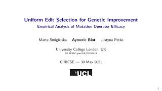 Uniform Edit Selection for Genetic Improvement: Empirical Analysis of Mutation Operator Efficacy