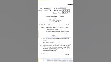 CORPORATE ACCOUNTING, Latest Question Paper 2022-23, Sem-2,PU. #exam #panjabuniveristyexams
