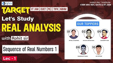Sequence of Real numbers in Real Analysis | L-1 | IIT JAM