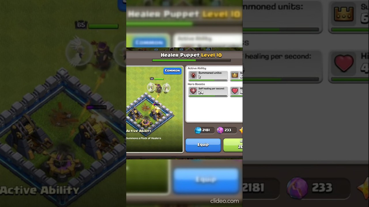 Healer puppet level-10 || queen ability || clash of clans || 